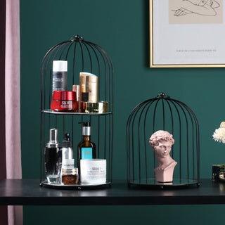 Metal Cage Makeup Organizer | Portable Display Shelf for Cosmetics