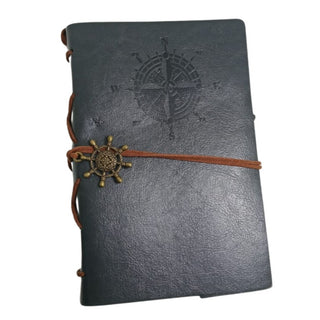 Retro Spiral Notebook | Vintage PU Leather Note Book With Ship Wheel Charm