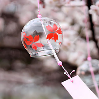 Glass Hanging Wind Chime | Cherry Blossom Blessing Bell