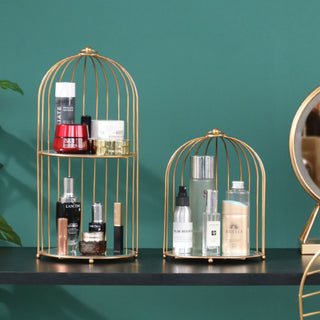 Metal Cage Makeup Organizer | Portable Display Shelf for Cosmetics