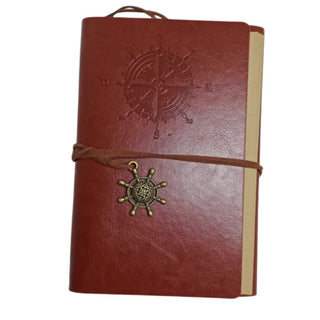 Retro Spiral Notebook | Vintage PU Leather Note Book With Ship Wheel Charm