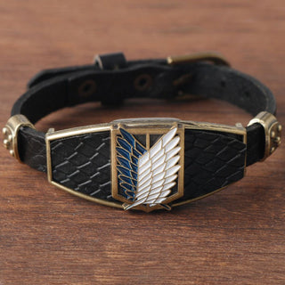 Attack on Titans Bracelet | Multi-Layer Leather Bracelet with Metal Charm