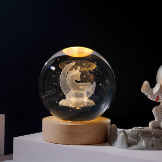 Unicorn Globe Crystal Lamp | Creative LED Crystal Ball Lamp for Desk Decor
