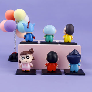 Shin-chan Mini Figures Set of 6 | PVC Crayon Shin Chan
