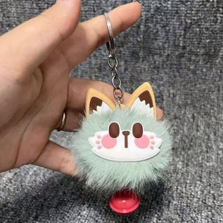 Fur Cat Bell Keychain | Cute Fluffy Cartoon Cat Key Ring for Bags and Keys