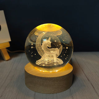 Unicorn Globe Crystal Lamp | Creative LED Crystal Ball Lamp for Desk Decor