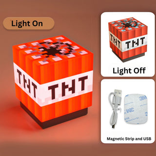 Minecraft Block Night Light | USB Rechargeable Mini Cube Lamp with Magnetic Mount