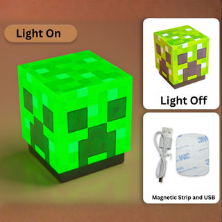 Minecraft Block Night Light | USB Rechargeable Mini Cube Lamp with Magnetic Mount