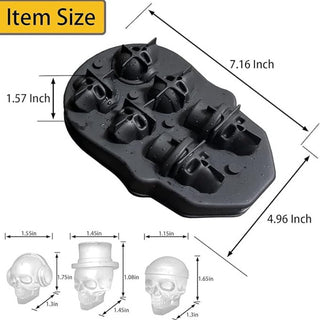 3D Skull Mold Tray | 6 Cavity Silicone Mold for Drinks &amp; Desserts
