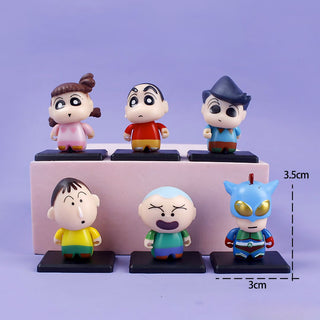 Shin-chan Mini Figures Set of 6 | PVC Crayon Shin Chan