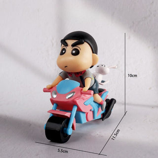 Speedy Shinchan on Bike  Figurine – With Shiro Riding Shotgun
