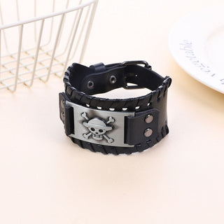 One-Piece Pirates Bracelet | Multi-Layer Leather Bracelet with Metal Charm