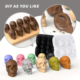 3D Skull Mold Tray | 6 Cavity Silicone Mold for Drinks &amp; Desserts