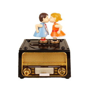 Kissing Couple Radio Music Box – Musical Box with Hidden Trinket Drawer
