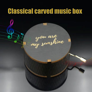 My Sunshine Round Music Box | Antique Engraved Wooden Box