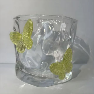 Aesthetic Butterfly Glass Cup – 3D Butterfly Embellished Drinking Glass