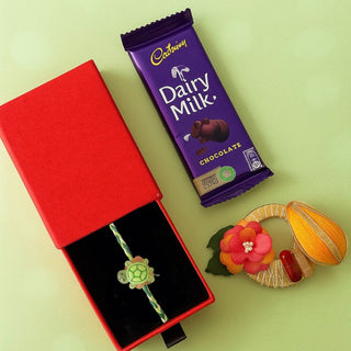 Turtle Rakhi for Kids – Plastic Charm with Tika n Chocolate Combo