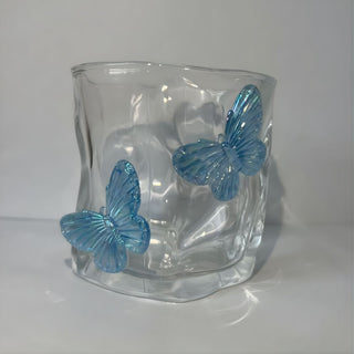 Aesthetic Butterfly Glass Cup – 3D Butterfly Embellished Drinking Glass