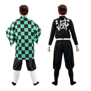 Tanjiro Cosplay Full Set | Kimono Cloak with Black Suit and Belt