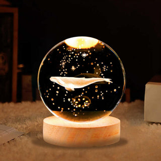 Pretty Whale Crystal Lamp | LED Crystal Paper Weight Lamp for Desk Decor