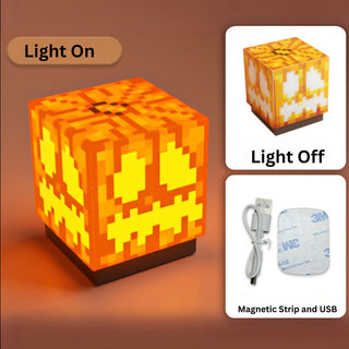 Minecraft Block Night Light | USB Rechargeable Mini Cube Lamp with Magnetic Mount