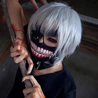 Tokyo Ghoul Kaneki Ken Cosplay Wig – Silver White Anime Wig for Cosplay