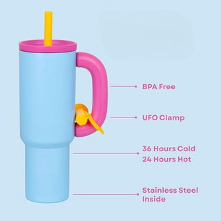 CandyColor Handle Travel Tumbler With Straw