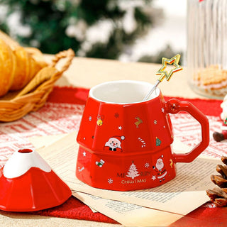 3D Tree Mug with Stirrer and Lid | Classic Christmas Tree Gifts