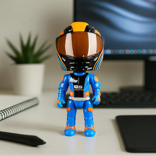Helmet Metal Mini Figure – Die-Cast Transforming Racing Action Figure (2-in-1 Helmet to Hero)