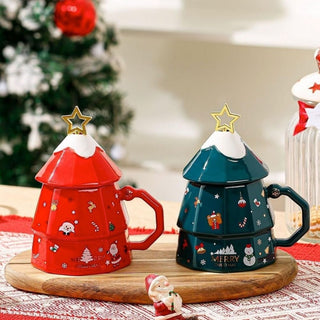 3D Tree Mug with Stirrer and Lid | Classic Christmas Tree Gifts