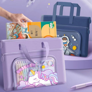 Unicorn Theme Tote Bag | Stylish Zipped Canvas Bag