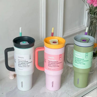 SoftGrip Handle Travel Tumbler With Straw