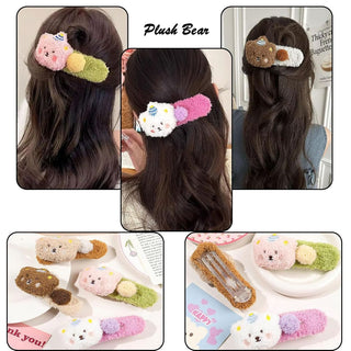 Cute Plush Cartoon Hair Clip For Girls