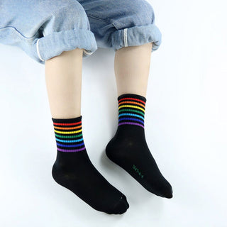 Rainbow Band Socks - Unisex Ankle Socks | Cool Socks for Partner