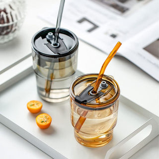Glass Cup with Lid and Straw | Reusable Travel Coffee Cup with Silicone Sleeve - Geekmonkey