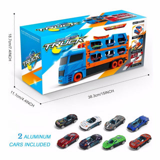 Transport Truck with 61-Inch Dual Race Track – Storage Carrier Playset