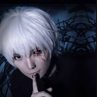 Tokyo Ghoul Kaneki Ken Cosplay Wig – Silver White Anime Wig for Cosplay