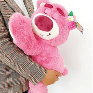 Sleepy Pink Bear Plush Pillow with Blanket