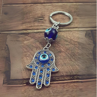 Handmade Hamsa Hand Keychain | Hand Shaped Evil Eye Keychain