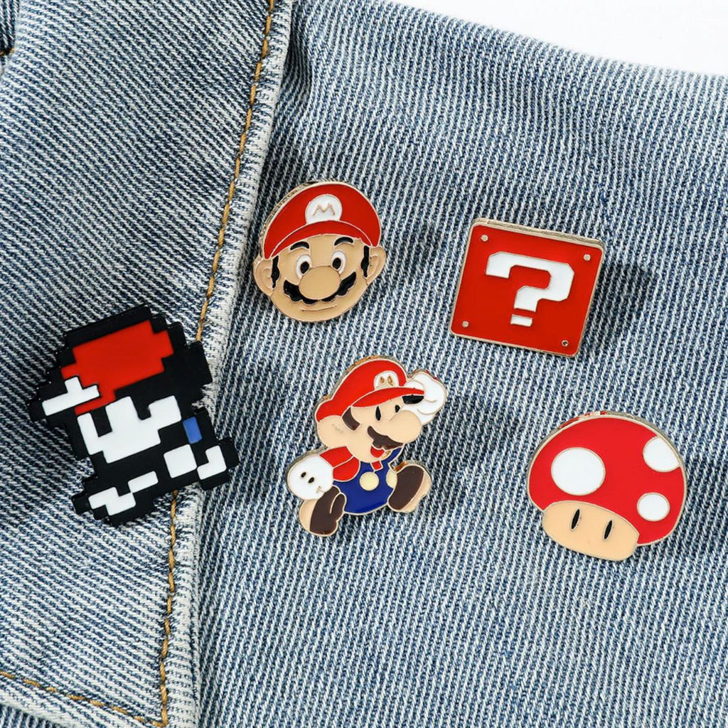 Mario Pin Colorful Mario Pins & Brooches | Coolest Label Pin – Geekmonkey