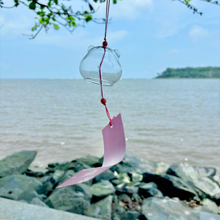 Teddy Bear Wind Chime | Transparent Glass Blessing Bell