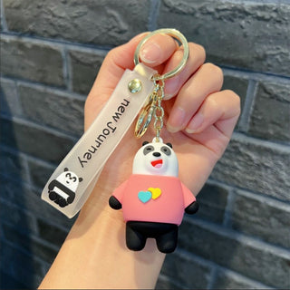 Bare Bears 3D Silicon Keychain With Strap [3D] | Celebrate your Sibling Bonds