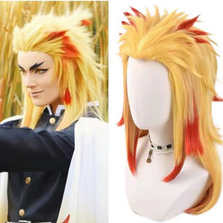 Kyojuro Rengoku Cosplay Wig – Flame Hashira Heat-Resistant Synthetic Hair