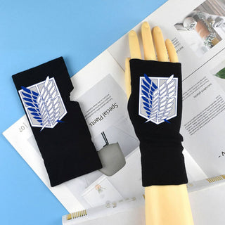 Anime Inspired Gloves | Knit Fingerless Mittens for Attack on Titan Cosplay