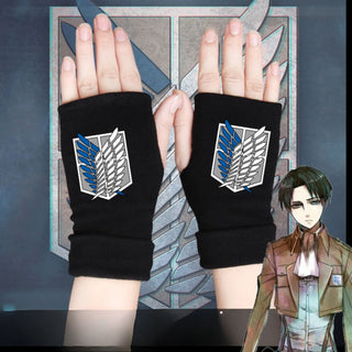 Anime Inspired Gloves | Knit Fingerless Mittens for Attack on Titan Cosplay