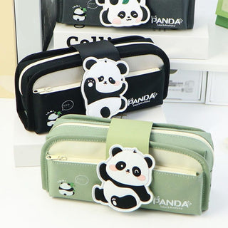 Cute Panda Double-Zip Pencil Case