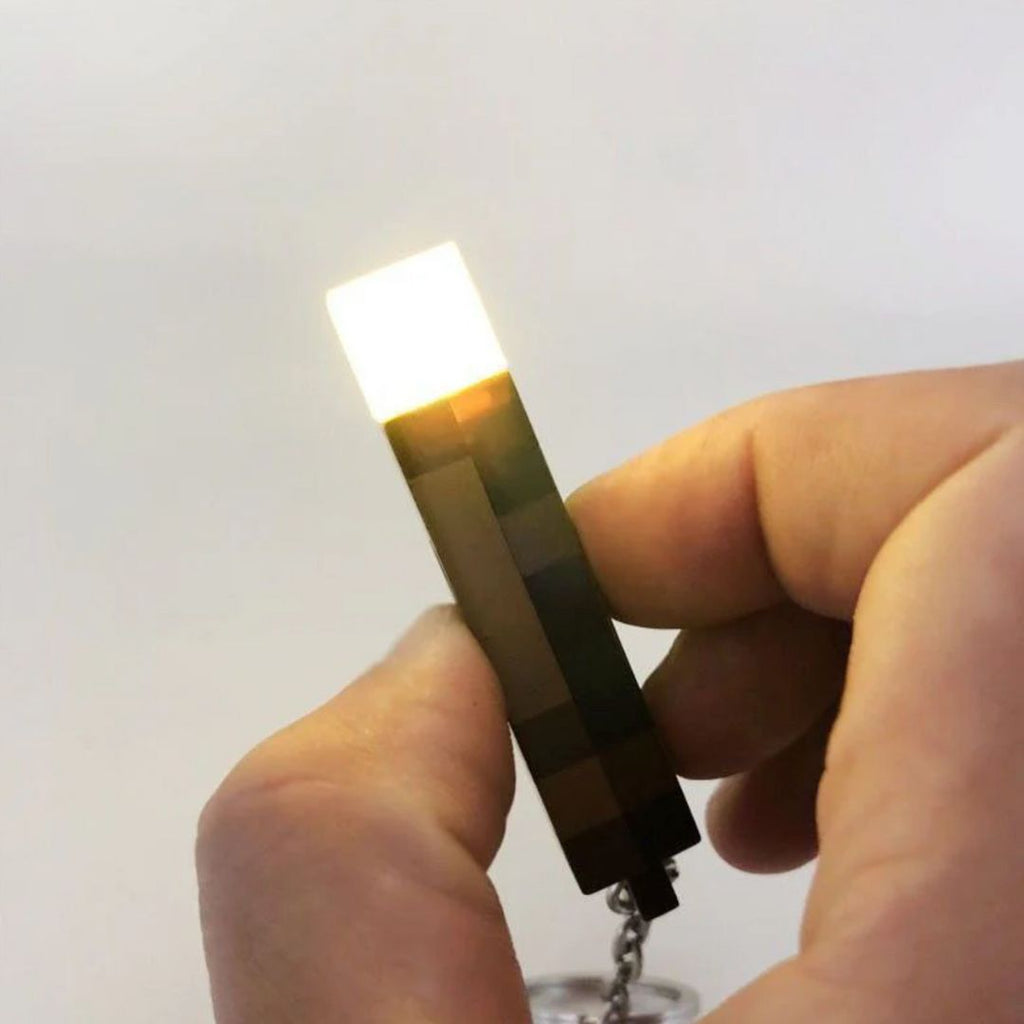 Minecraft Torch Keychain | LED Light-Up Pixel Torch Key Ring – Geekmonkey