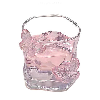 Aesthetic Butterfly Glass Cup – 3D Butterfly Embellished Drinking Glass