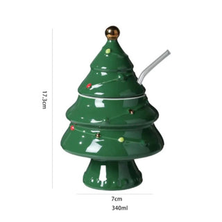 3D Tree Mug with Glass Straw | Classic Christmas Tree Gifts