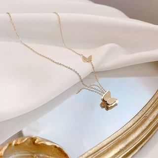 Ella 3D Butterflies Necklace | Butterfly Charms Gold Color Necklace